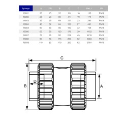 Обратный клапан ПВХ Hidroten 1016059 пружинный, с уплотнителем EPDM, d90-110 мм